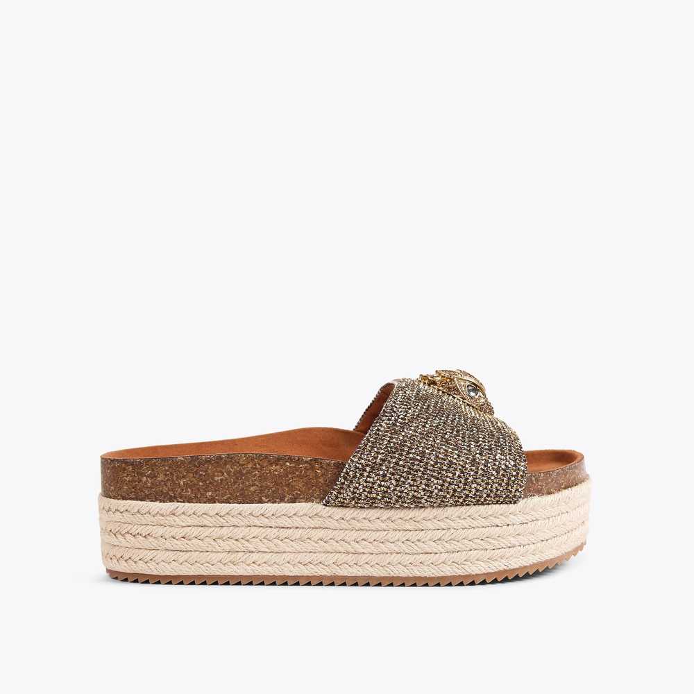 Beige Kurt Geiger Kensington Flatform Women's Flat Sandals | UAE-74065319