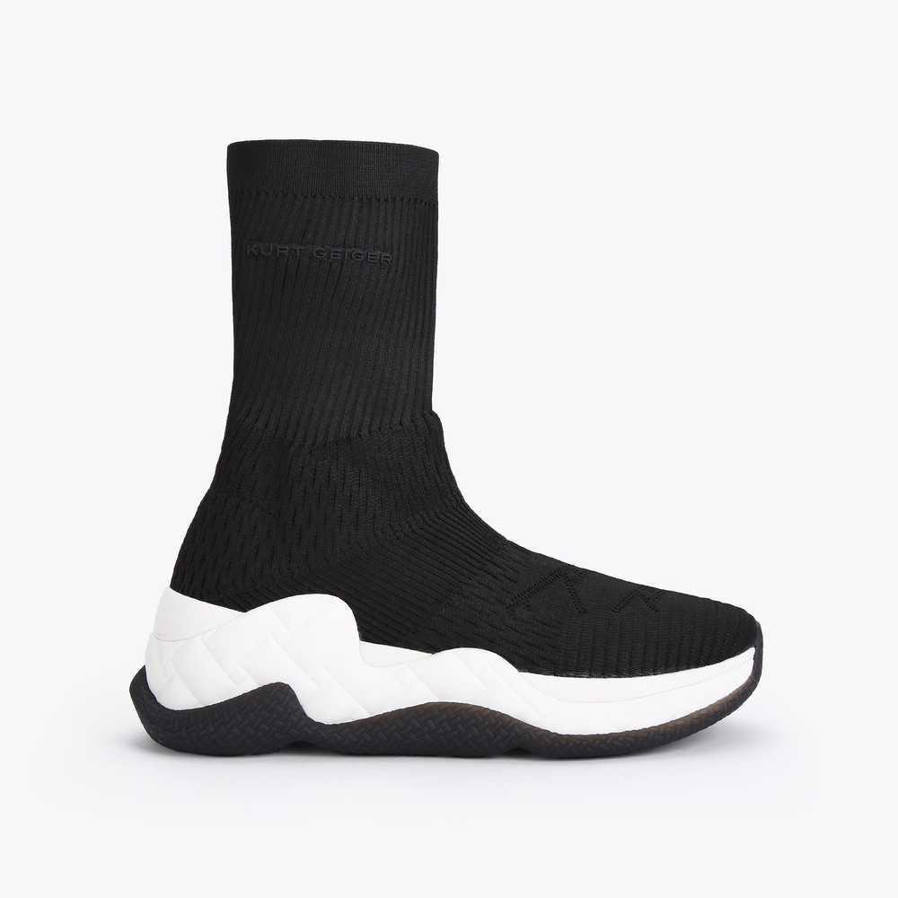 Black / White Kurt Geiger London Knit Sock Women's Sneakers | UAE-61534909