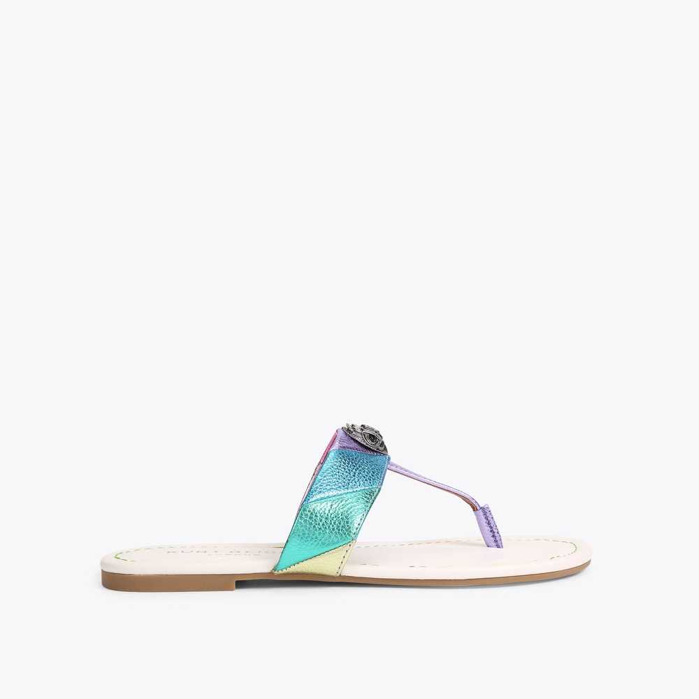 Metallic Kurt Geiger Kensington T-bar Women's Sandals | UAE-85172409